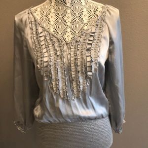 WHBM silver silk blouse
